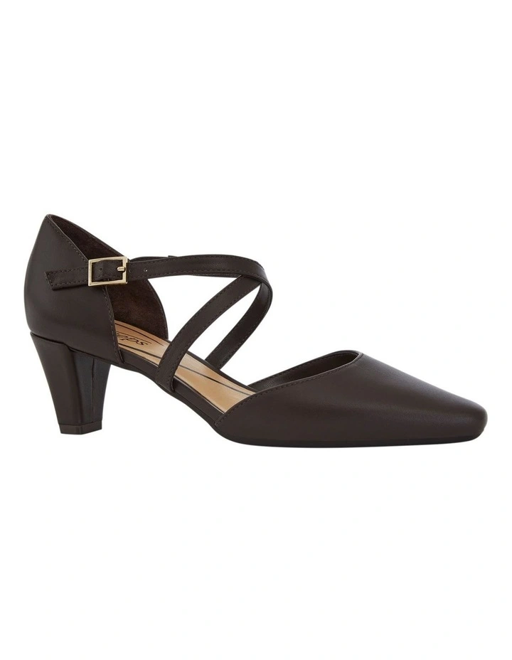 Adison Heeled Leather Shoes in Chocolate image 3