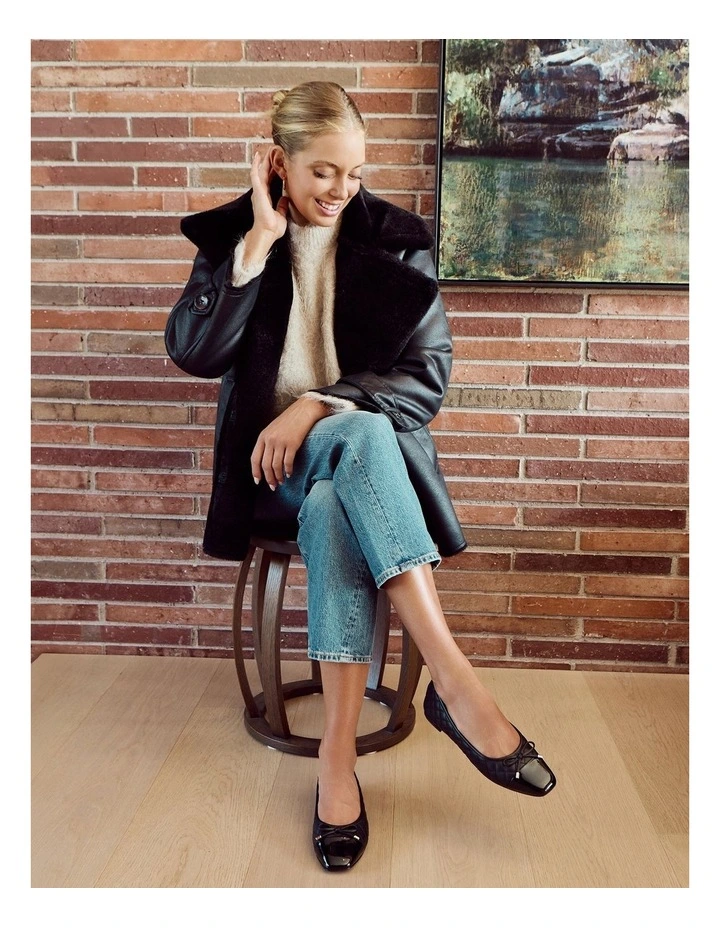 Belgium Flat Shoes in Black Patent/ Leather image 5