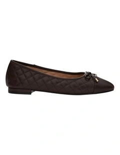 Belgium Flat Shoes in Chocolate Leather