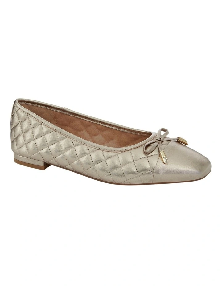 Belgium Flat Shoes in Soft Gold Leather image 2