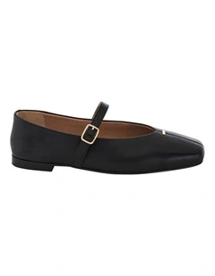 Pearl Ballet Flats in Black Leather