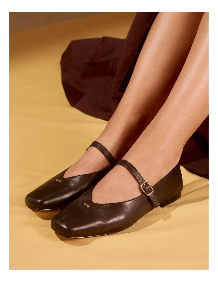 Pearl Ballet Flats in Chocolate Leather image 2