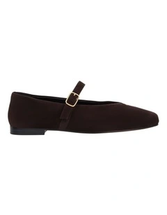 Pearl Ballet Flats in Chocolate Suede