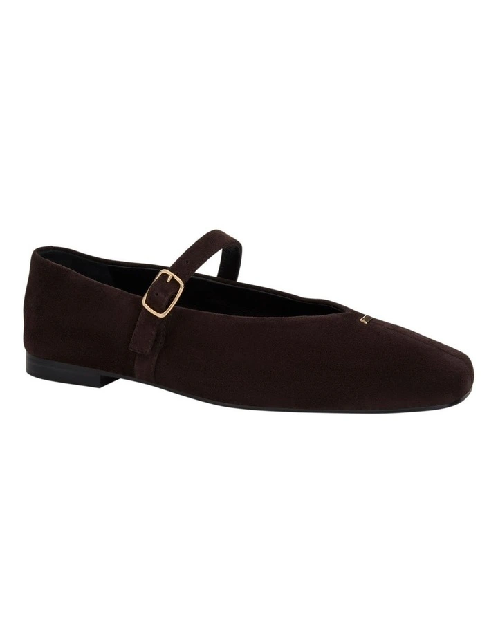 Pearl  Ballet Flats in Chocolate Suede image 2
