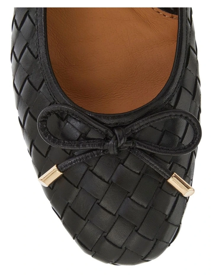 Alison Flat Shoes in Black Weave Leather image 4