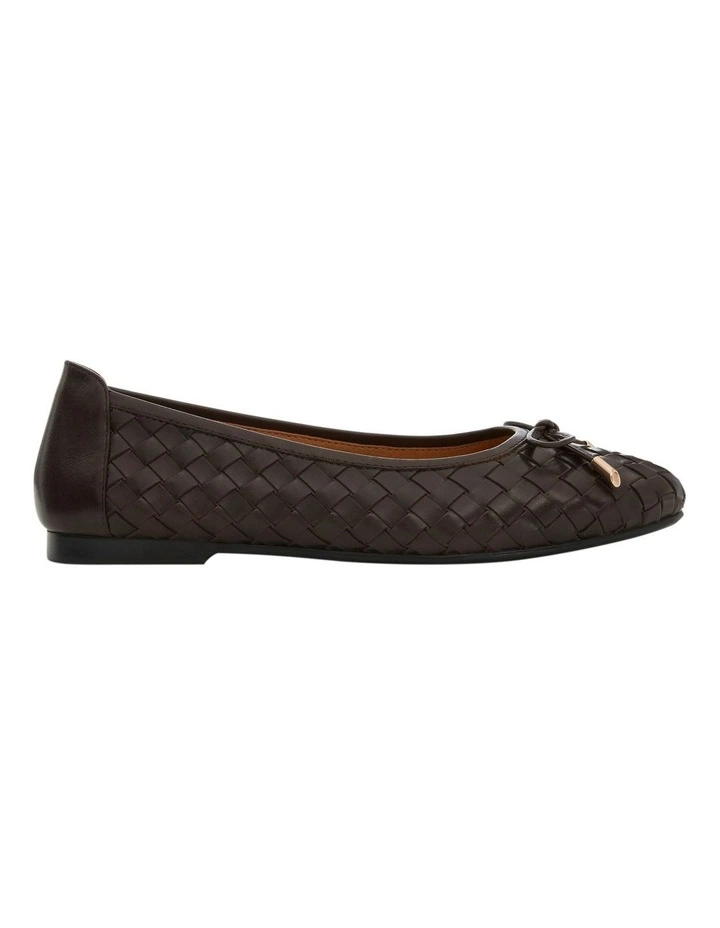 Alison Flat Shoes in Chocolate Weave Leather image 1