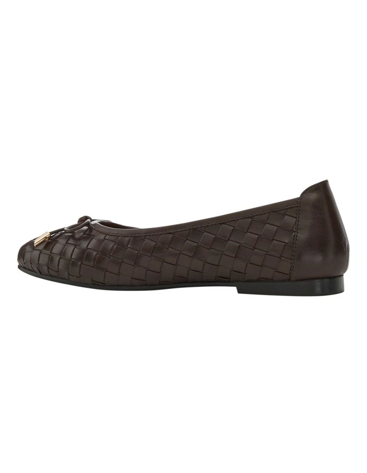 Alison Flat Shoes in Chocolate Weave Leather image 3