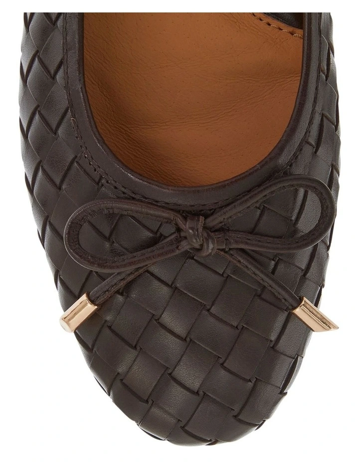 Alison Flat Shoes in Chocolate Weave Leather image 4
