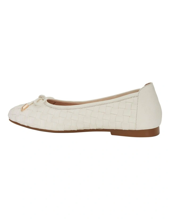 Alison Flat Shoes in Ivory Weave Leather image 3