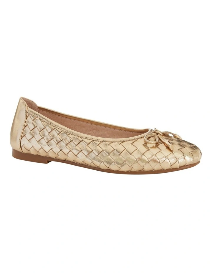 Alison Flat Shoes in Pale Gold Weave Leather image 2