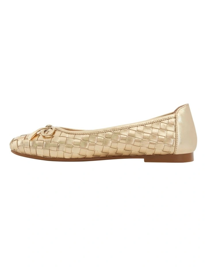 Alison Flat Shoes in Pale Gold Weave Leather image 3