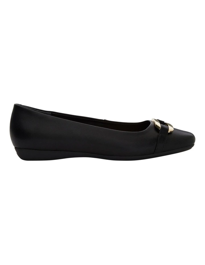 Twin Flat Leather Shoes in Black image 1