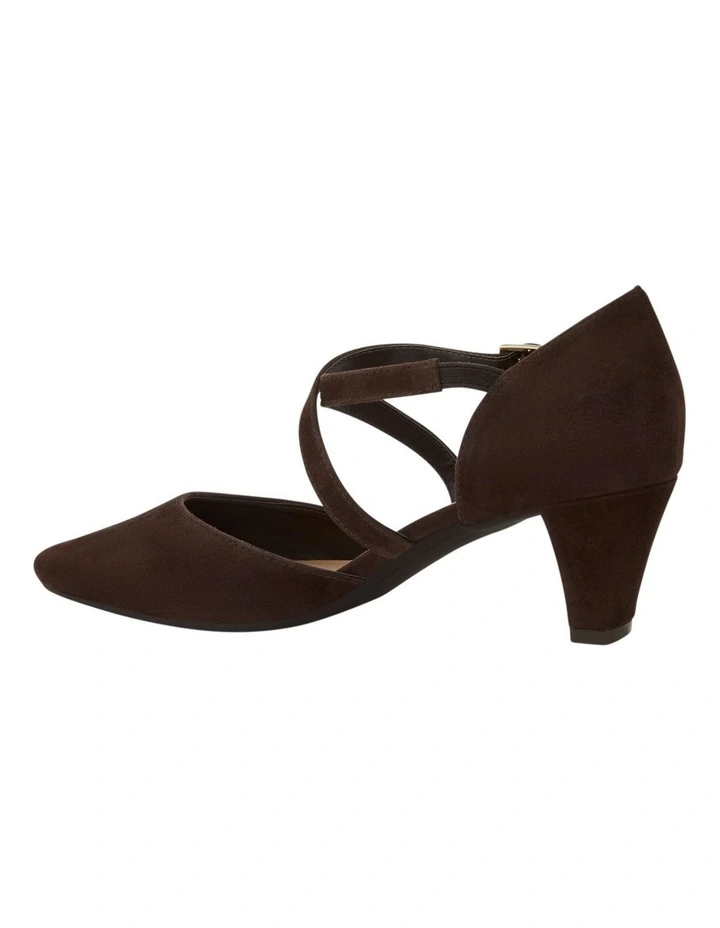 Adison Heeled Shoes in Chocolate Suede image 3