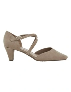 Adison Heeeld Shoes in Taupe Suede