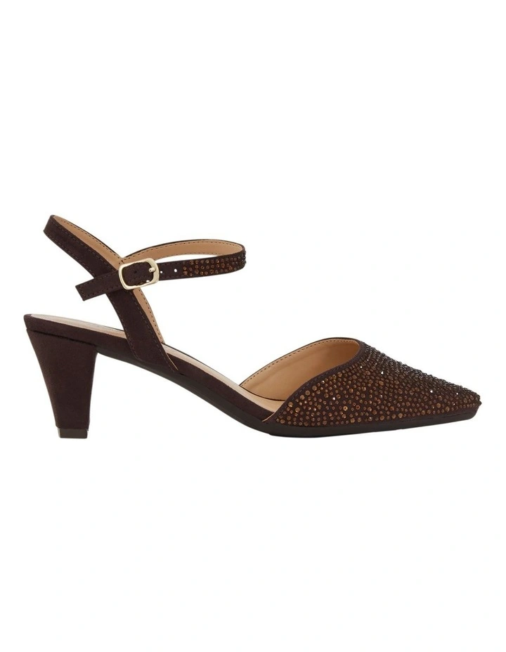 Adelle Heeled Shoes in Chocolate Fabric image 1