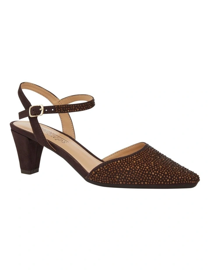 Adelle Heeled Shoes in Chocolate Fabric image 2