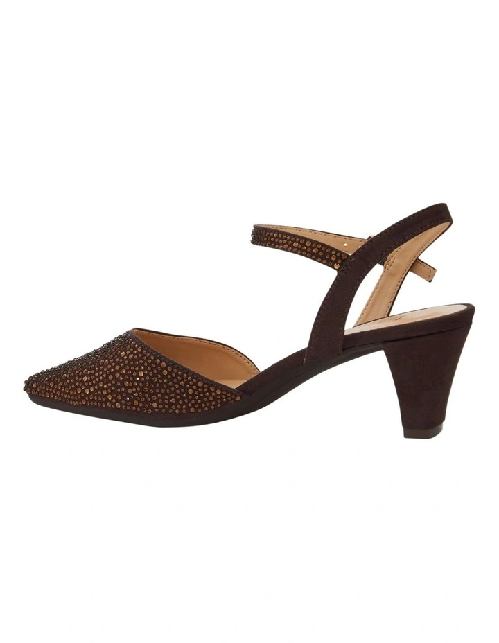 Adelle Heeled Shoes in Chocolate Fabric image 3