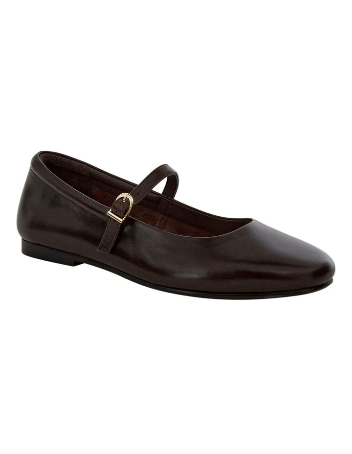 Athena Ballet Flats in Chocolate Leather image 2