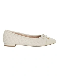 Belgium Ballet Flats in Ivory Leather