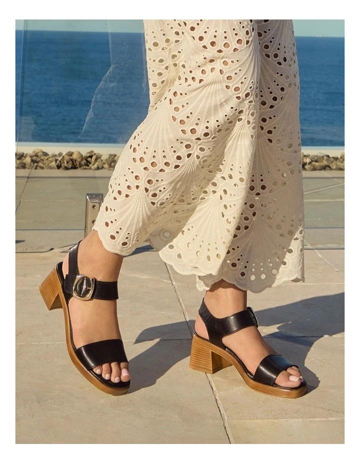 Imagine Leather Sandals in Black image 2