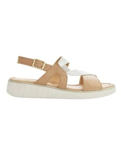 Solo Sandals in Camel Leather / White
