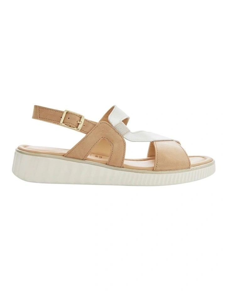 Solo Sandals in Camel Leather / White image 1