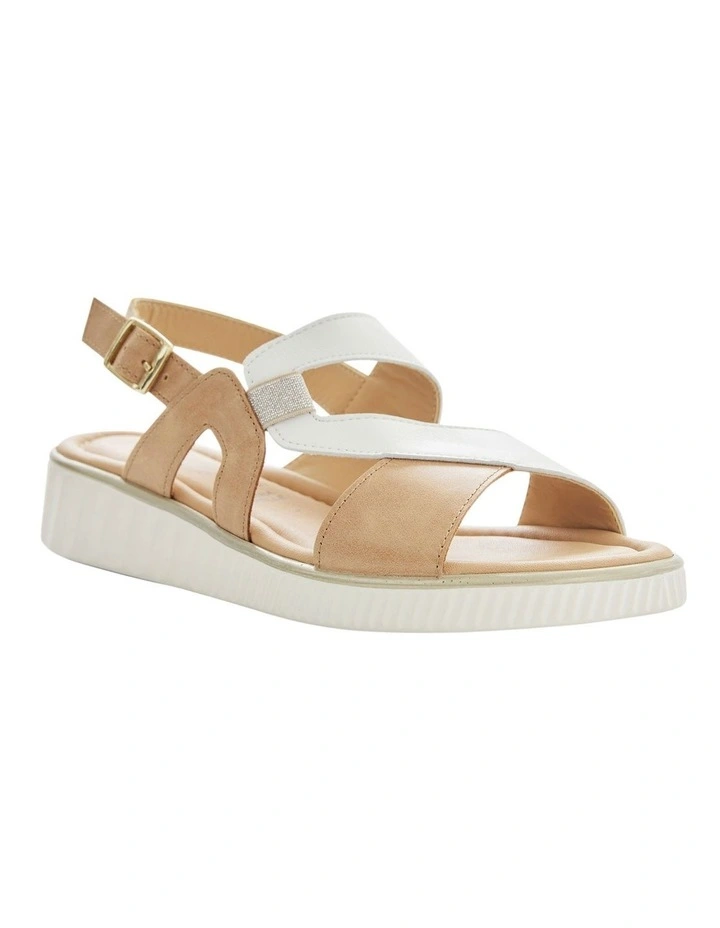 Solo Sandals in Camel Leather / White image 2