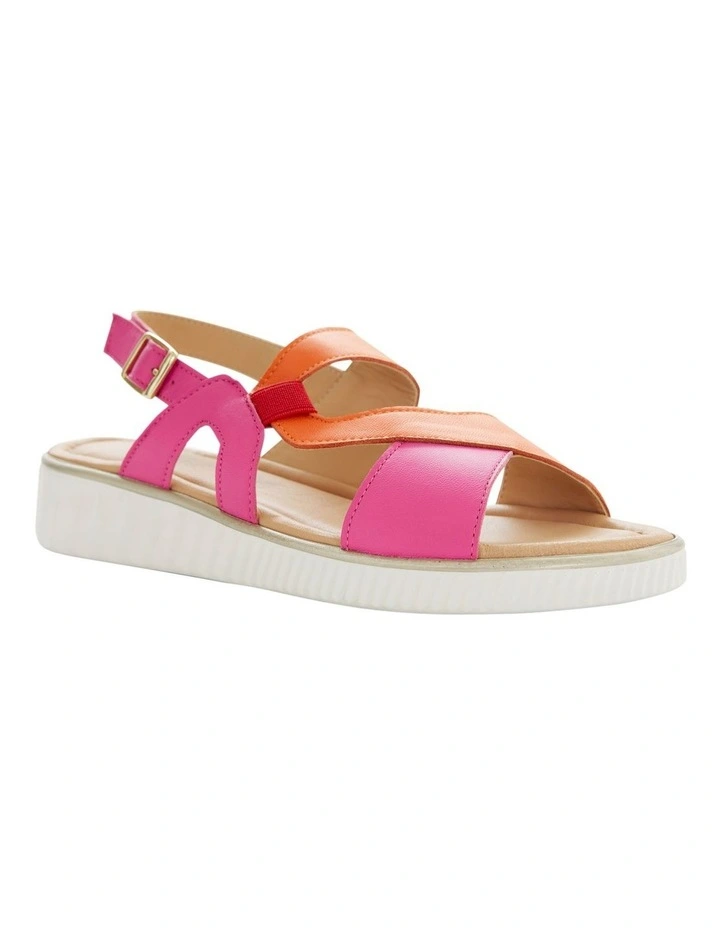 Solo Sandals in Pink Leather / Orange image 2