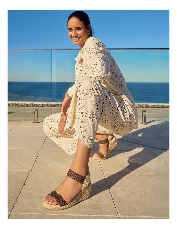 Sylvie Sandals in Chocolate Raffia image 2