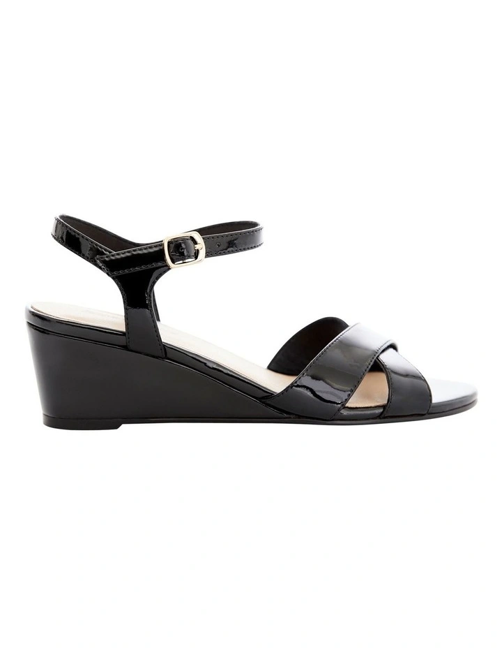 Shelly Leather Sandals in Black Patent image 1