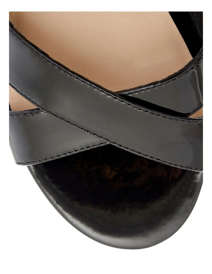 Shelly Leather Sandals in Black Patent image 4