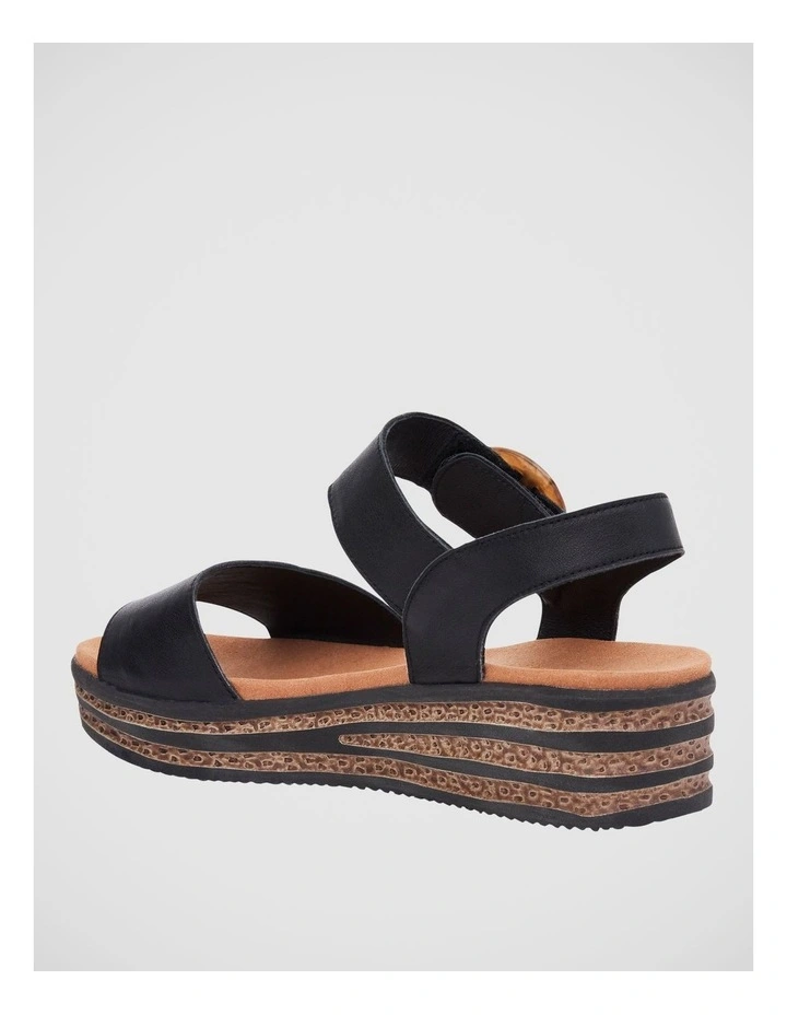 Sybil Wedge Sandals in Black Leather image 3