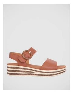 Sybil Wedge Sandals in Tan Leather