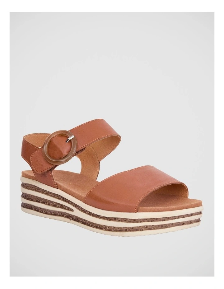 Sybil Wedge Sandals in Tan Leather image 2
