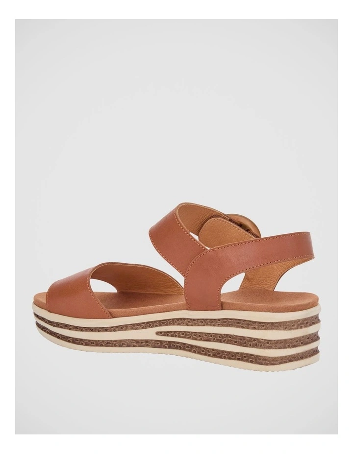 Sybil Wedge Sandals in Tan Leather image 3