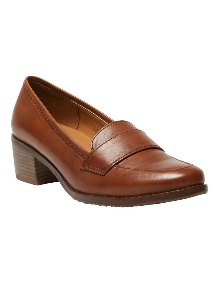 Napoli Leather Heeled Shoes in Mid Brown image 2