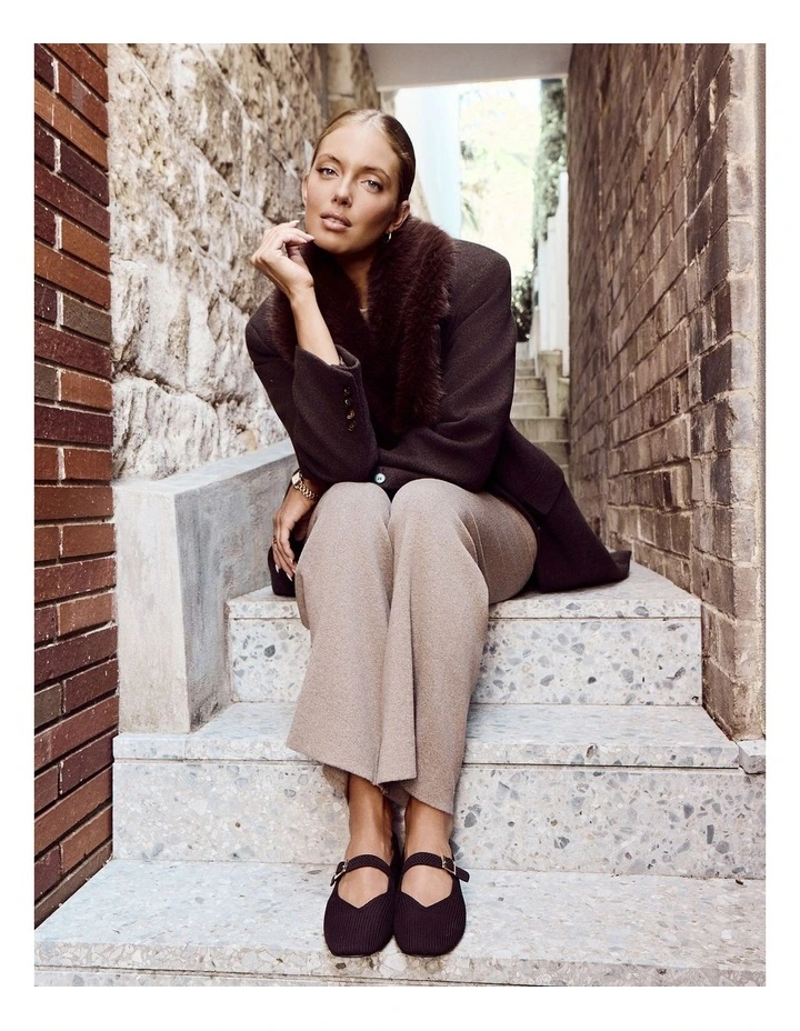 Jazz  Flat Shoes in Chocolate Knit image 2