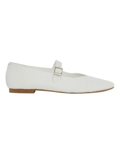 Jazz Flat Shoes in White Knit