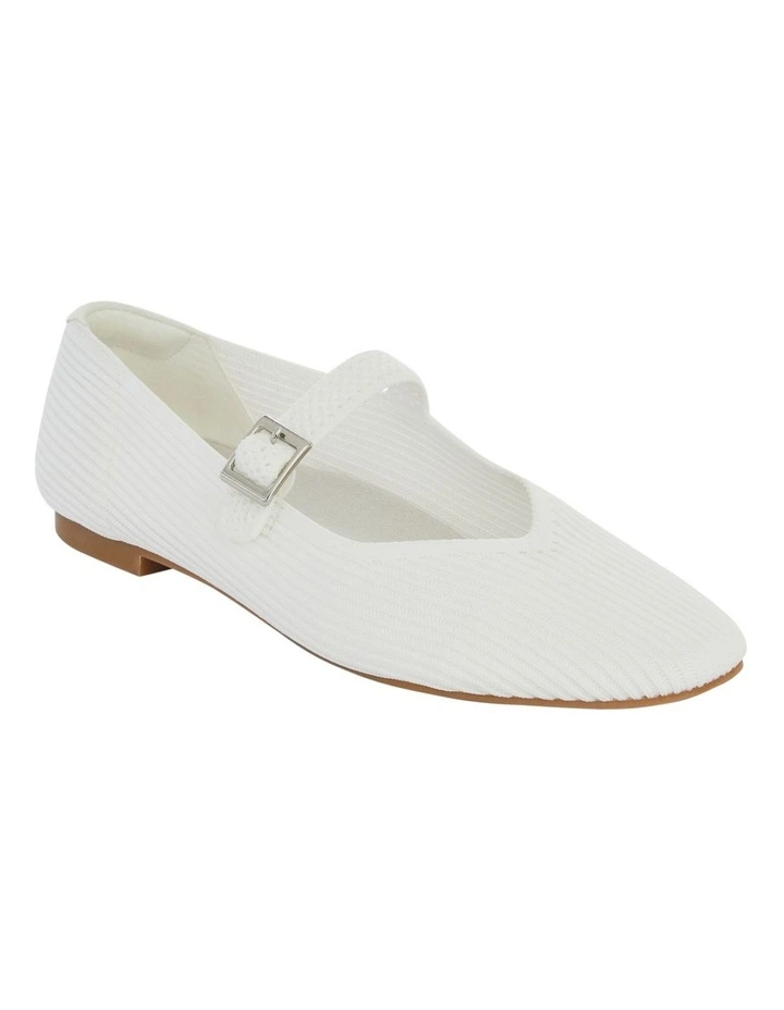 Jazz Flat Shoes in White Knit image 2