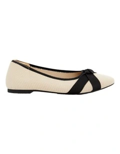 Kayley Ballet Flat in Beige / Black Knit