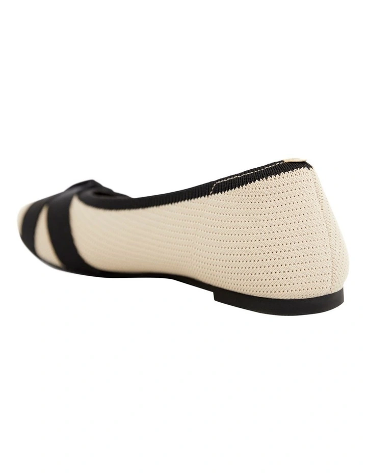 Kayley Ballet Flat in Beige / Black Knit image 3