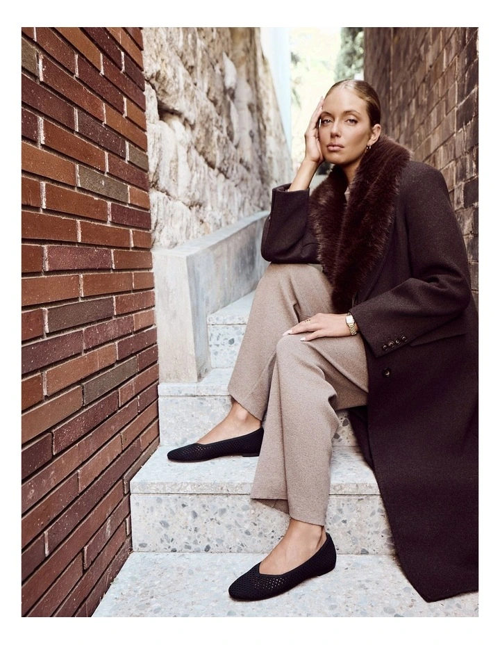 Jiffy Flat Shoes in Black Knit image 2