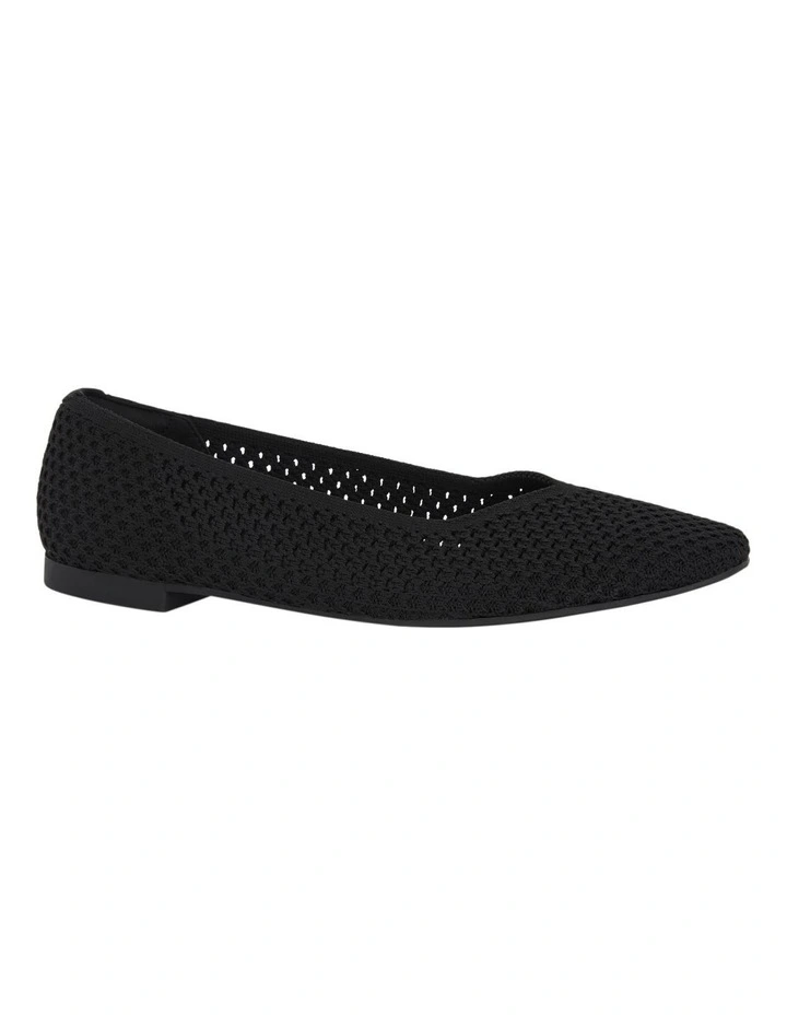 Jiffy Flat Shoes in Black Knit image 2