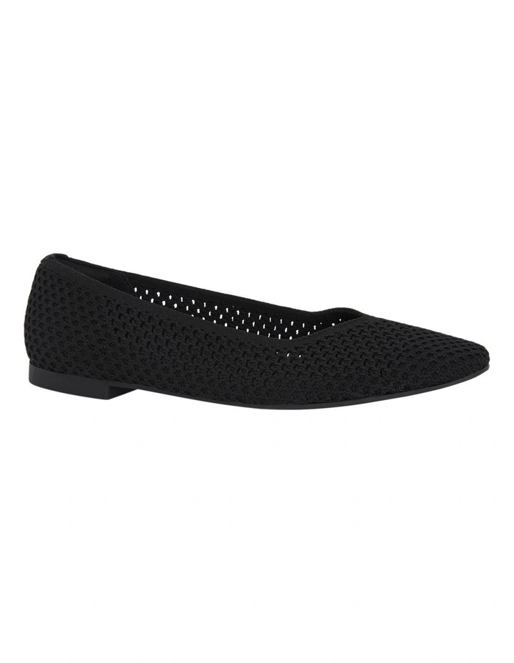 Jiffy Flat Shoes in Black Knit image 3