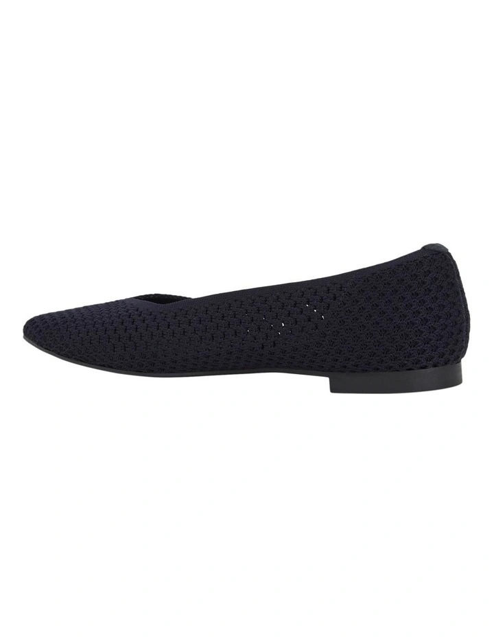Jiffy Flat Shoes in Navy Knit image 3