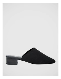 Rafa Block Heel Mule in Black Knit