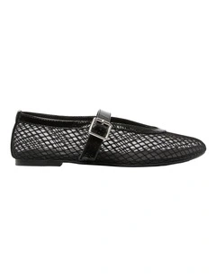 Reign Ballet Flats in Black Mesh