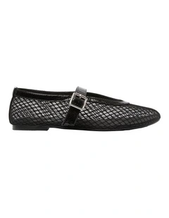 Reign Ballet Flats in Black Mesh