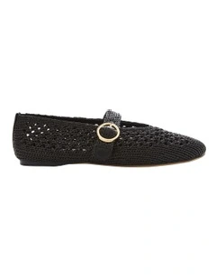 Tibet Flat Shoes in Black Weave