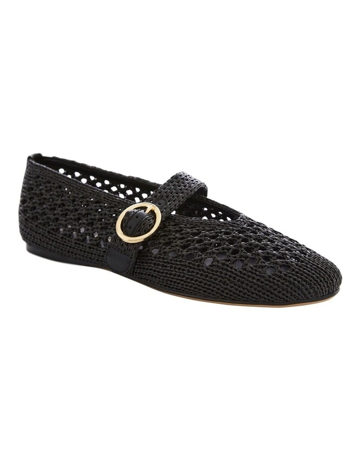 Tibet Flat Shoes in Black Weave image 2
